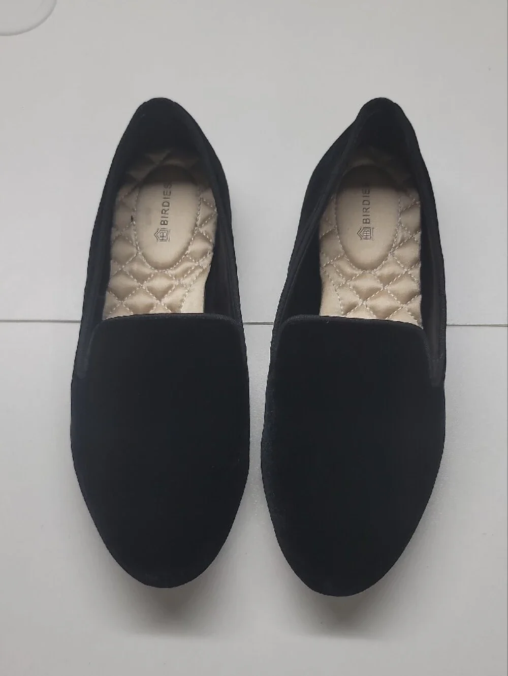 Birdies The Starling Black Velvet Slip-On Loafers Size 6.5